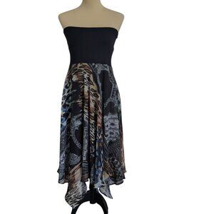 Animal Print Strapless Casual Long Dress Size Medium